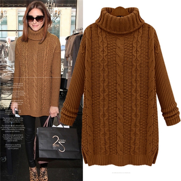 新しいswf158322015ファッション暖かい冬のプルオーバーの女性のセーターの女性ヴィンテージロングスリーブニットウェア特大のウールのセーターを編んだ-セーター問屋・仕入れ・卸・卸売り