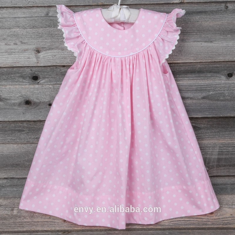 卸売ライトピンクの水玉模様のドレス子供のための-ジュニア服（女）ドレス問屋・仕入れ・卸・卸売り