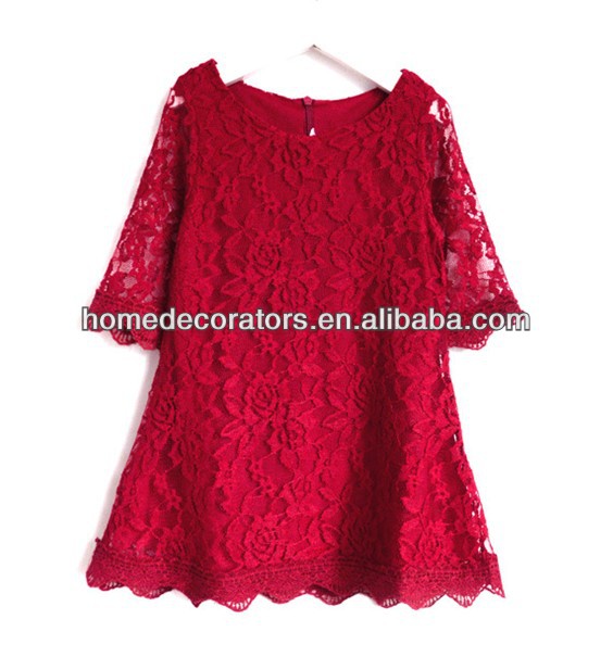 新しいファッション美しい赤い韓国の子供服女の子のレースのドレスプリンセスミニドレス子供の赤ちゃんの服-ジュニア服（女）ドレス問屋・仕入れ・卸・卸売り