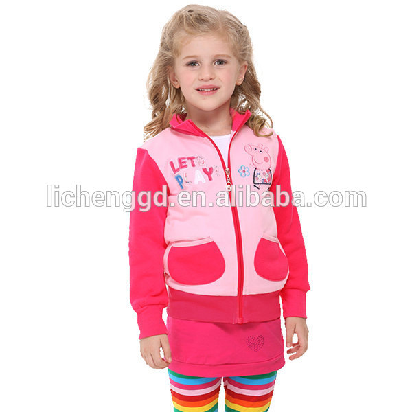 (f4326) ピンク18m-6y新星赤ちゃん卸売衣類peppa豚の女の子の冬のコート-キッズ服　コート問屋・仕入れ・卸・卸売り