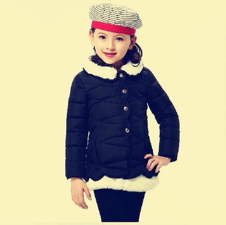 冬子供服女の子新しい2014年厚いジャケットの毛皮の襟ダウンコート韓国版-キッズ服　コート問屋・仕入れ・卸・卸売り