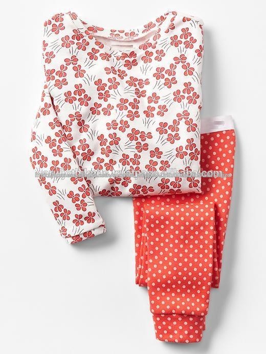 花の印刷された女の子パジャマのセット-パジャマ問屋・仕入れ・卸・卸売り