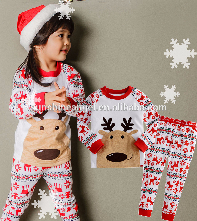 卸売高品質のコットンスノーフレークパジャマ子供のクリスマスのトナカイ-パジャマ問屋・仕入れ・卸・卸売り