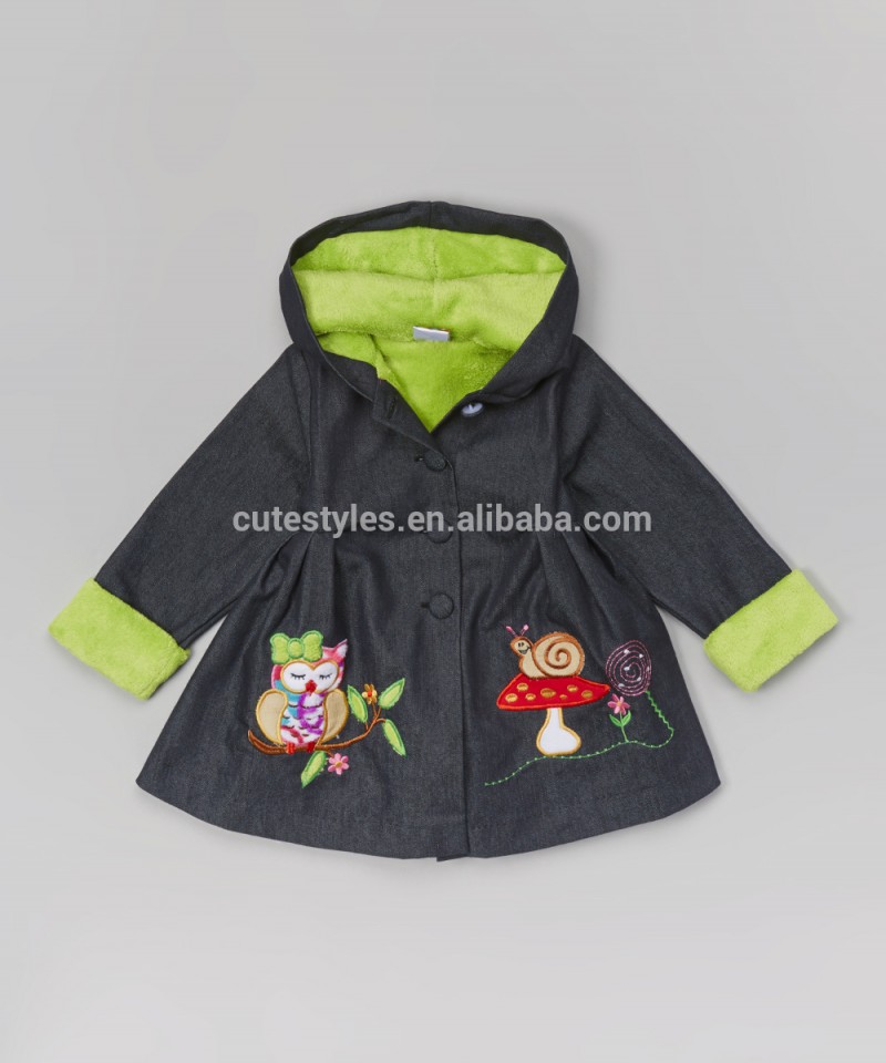 中国最高の空想製造緑のフクロウz-oc80627-9幼児のフード付きの子供服-プラスサイズコート問屋・仕入れ・卸・卸売り