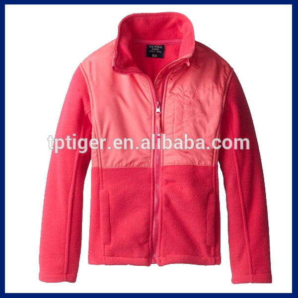 最新のアウター2014年長袖赤フリース女の子のジャケット-ジュニア服（女）ジャケット、コート問屋・仕入れ・卸・卸売り