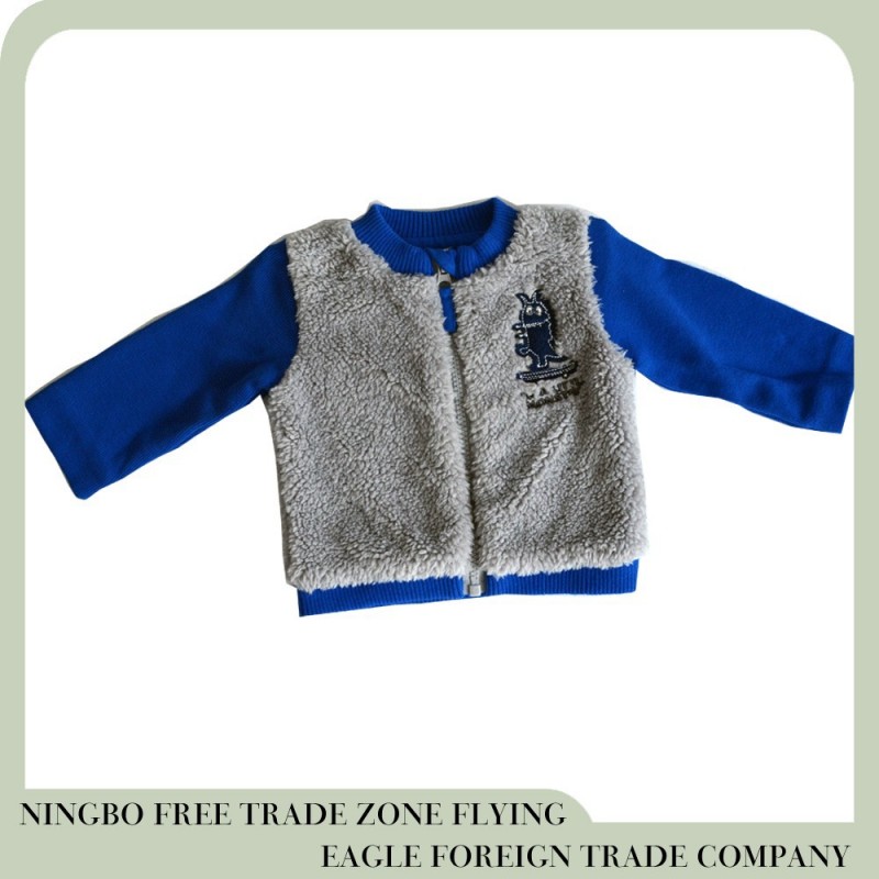 フライングイーグル寧波高品質毛皮で覆われたリブ袖の赤ん坊のジャケット-キッズ服　ジャケット問屋・仕入れ・卸・卸売り