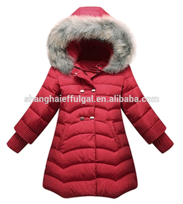 最新デザインの女の子2015冬のフード付きダウンジャケット-ジュニア服（女）ジャケット、コート問屋・仕入れ・卸・卸売り