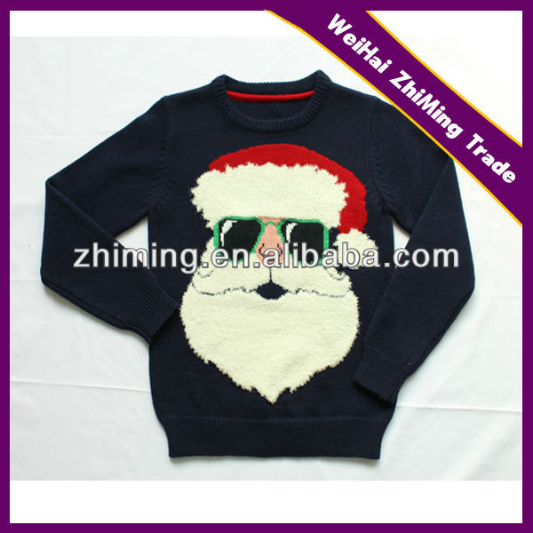 ファッション綿100％ジャガード柄クルーネックプルオーバーの子供クリスマスのセーター-キッズ服　セーター問屋・仕入れ・卸・卸売り