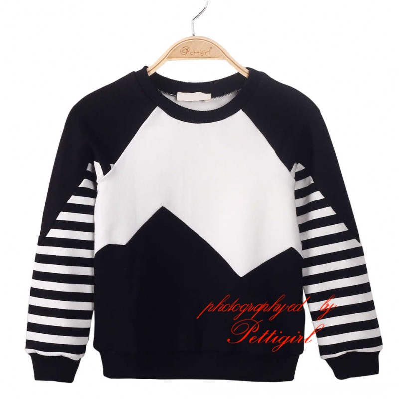 秋と冬の男の子2015黒と白のカジュアルなストリップのセーターはクール突破sw80718-1子供服-キッズ服　セーター問屋・仕入れ・卸・卸売り