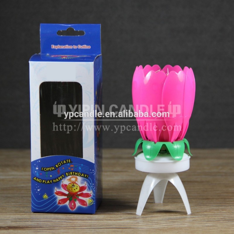 蓮のキャンドル、 ミュージカルキャンドルの中に花の形状-キャンドル問屋・仕入れ・卸・卸売り