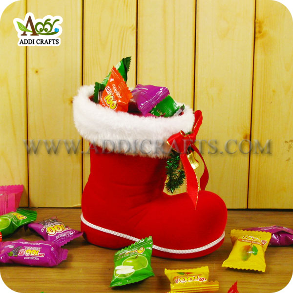 赤い魅力的な11センチメートルクリスマスブーツ菓子-クリスマスデコレーション用品問屋・仕入れ・卸・卸売り