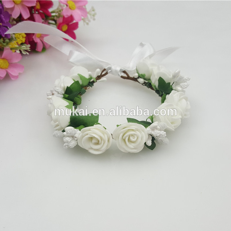 造花の花輪7センチメートル直径白バラのブレスレットは、 花輪をバラ結婚式の装飾のための、 お祭りの装飾-クリスマスデコレーション用品問屋・仕入れ・卸・卸売り