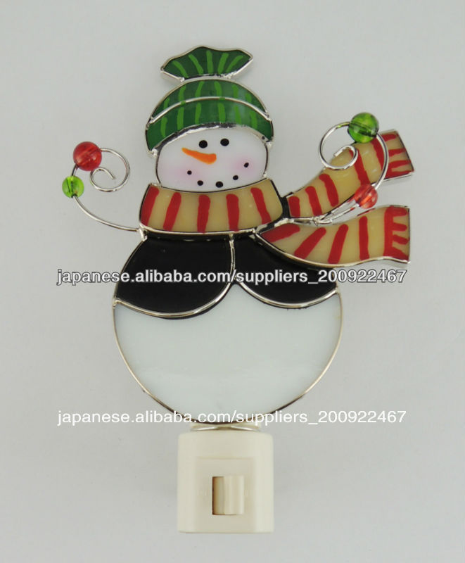 冬シリーズのお休みライト(雪だるまさんランプ)-ガラス製品問屋・仕入れ・卸・卸売り