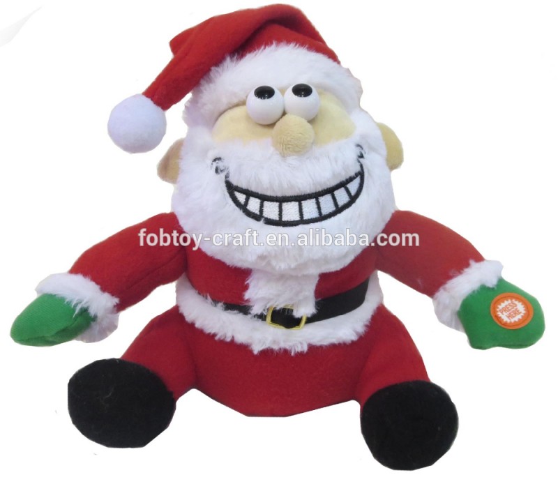 新しいクリスマス音楽話す2015電子ヘッド回転ムーブメントで笑い、 サンタfartingノベルティ-クリスマスデコレーション用品問屋・仕入れ・卸・卸売り