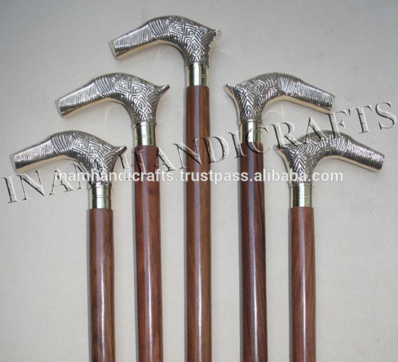 真鍮エンボスハンドル杖、 アンティーク歩行杖、 デザイナー棒と杖を歩く-民芸品問屋・仕入れ・卸・卸売り