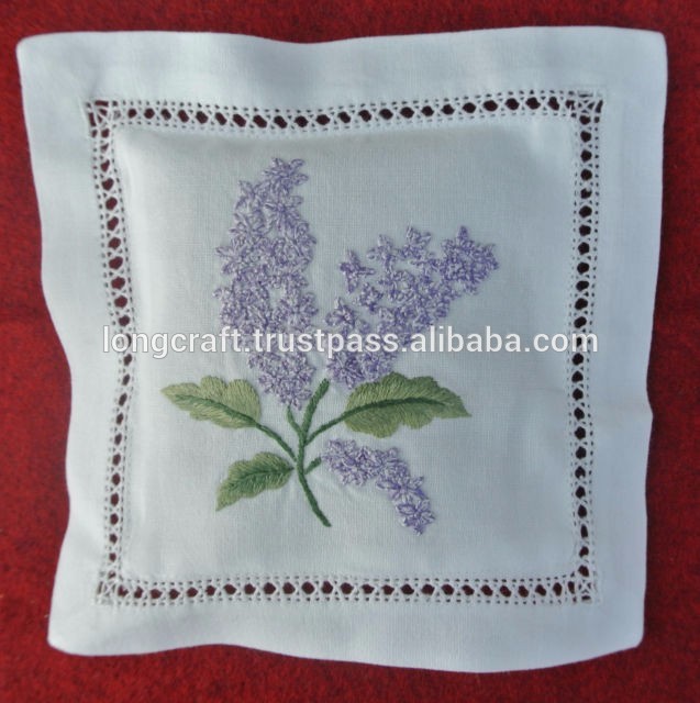 手刺繍ラベンダーサシェ/bag/枕- 花の刺繍( デザイン#7)-織物と織物工芸問屋・仕入れ・卸・卸売り
