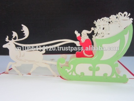 サンタクロースクリスマスカード上の3dポップアップ-紙工芸品、ペーパークラフト問屋・仕入れ・卸・卸売り