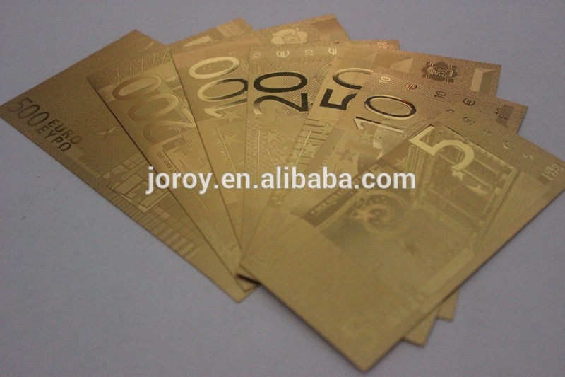 ゴールド箔の紙幣ユーロ5024k金ポリ塩化ビニール袋が付いて-金属工芸品問屋・仕入れ・卸・卸売り