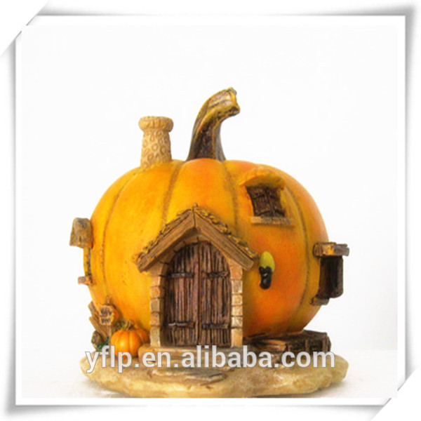 樹脂妖精の庭のカボチャの形の家クラフトledが付いているハロウィーンの装飾用またはギフト用-樹脂工芸品問屋・仕入れ・卸・卸売り