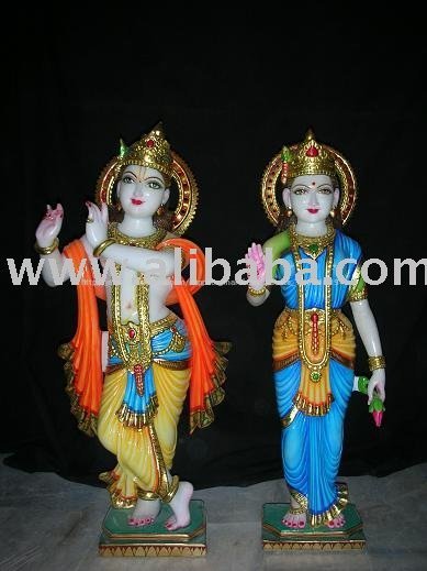 白い大理石のradhaのkrishnaの彫像-彫刻工芸品問屋・仕入れ・卸・卸売り