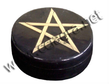 真鍮の象眼細工が付いている黒いソープのPentacleギフトボックス-彫刻工芸品問屋・仕入れ・卸・卸売り