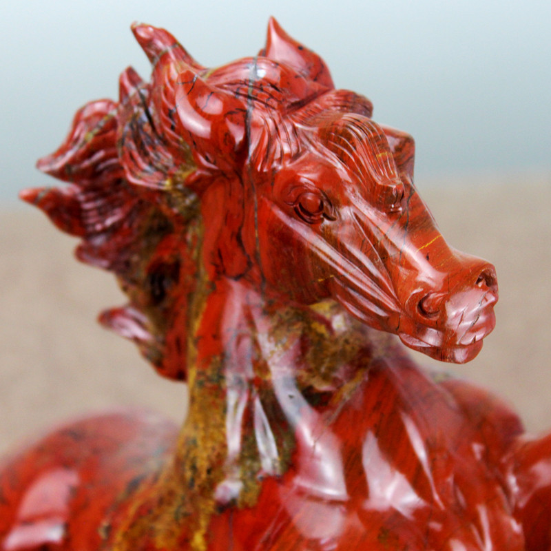 最上質の天然赤碧玉石動物彫刻が施された彫刻の馬、 の動物の彫刻の庭の馬#doi-民芸品問屋・仕入れ・卸・卸売り