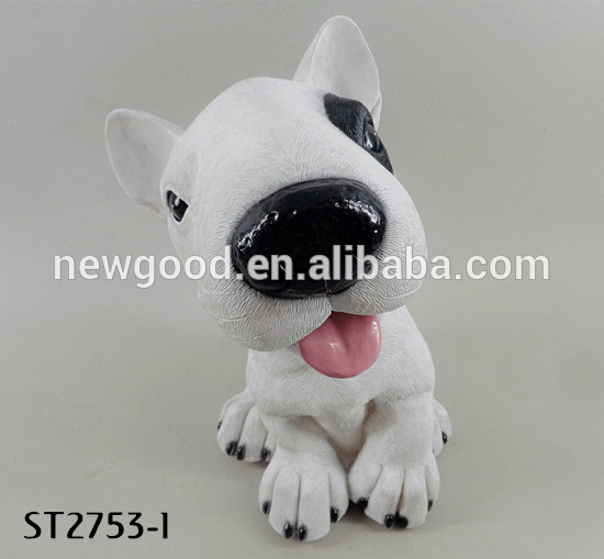 樹脂犬のガーデンオーナメントかわいい子犬いたずらなブルテリア犬像-樹脂工芸品問屋・仕入れ・卸・卸売り