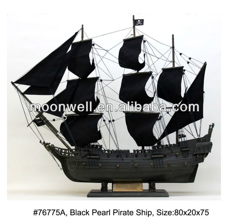 「黒" 真珠海賊船のモデル、 木造帆船、 historialヨットのお土産、 ネイビー、 海里、 昇進のギフト、 家の装飾-航海上の工芸問屋・仕入れ・卸・卸売り