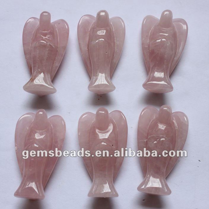 自然なばら色水晶天使はdecoationのために切り分けた-宗教工芸品問屋・仕入れ・卸・卸売り