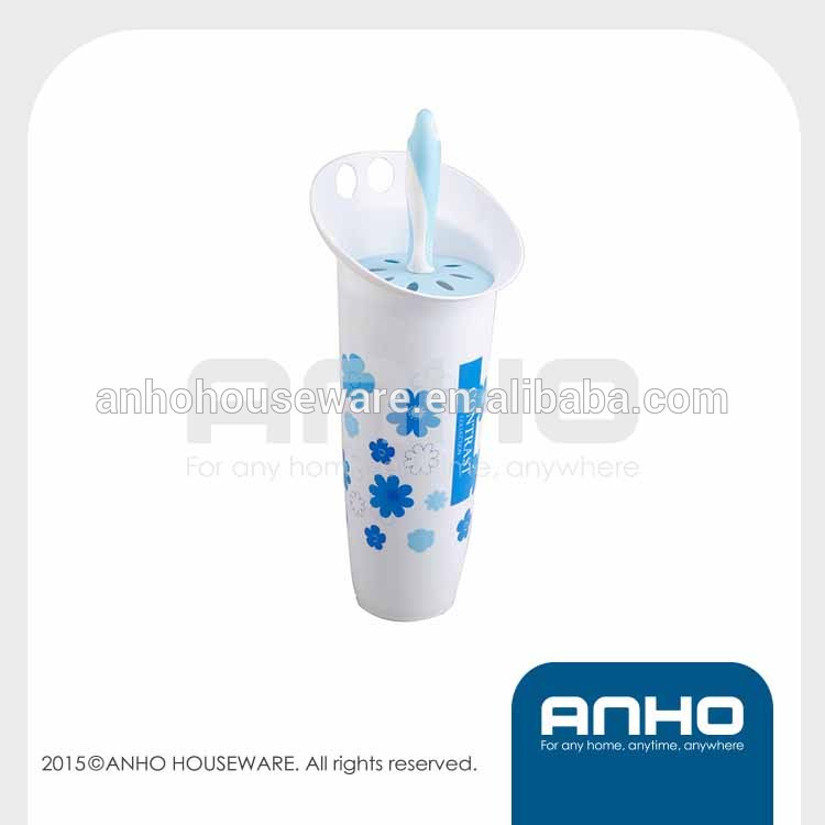 anhoシルクプリントブルーbarthroom装飾的なプラスチック製のブラシをホルダー-トイレブラシホルダ問屋・仕入れ・卸・卸売り