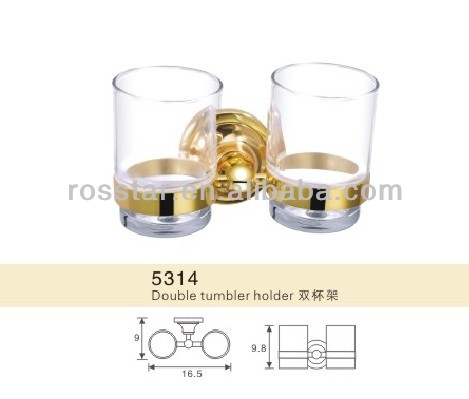 黄金のメッキダブルコップタンブラーホルダー-カップ＆グラスホルダー問屋・仕入れ・卸・卸売り