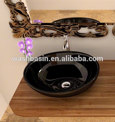 セラミック楕円形の黒い色7259bカウンタートップ、 キャビネット流域の浴室の洗面シンク-バスルーム洗面台問屋・仕入れ・卸・卸売り