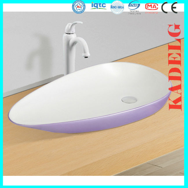 中国のバスルームのシンクセラミックヒート( 外側内側紫白)-バスルーム洗面台問屋・仕入れ・卸・卸売り