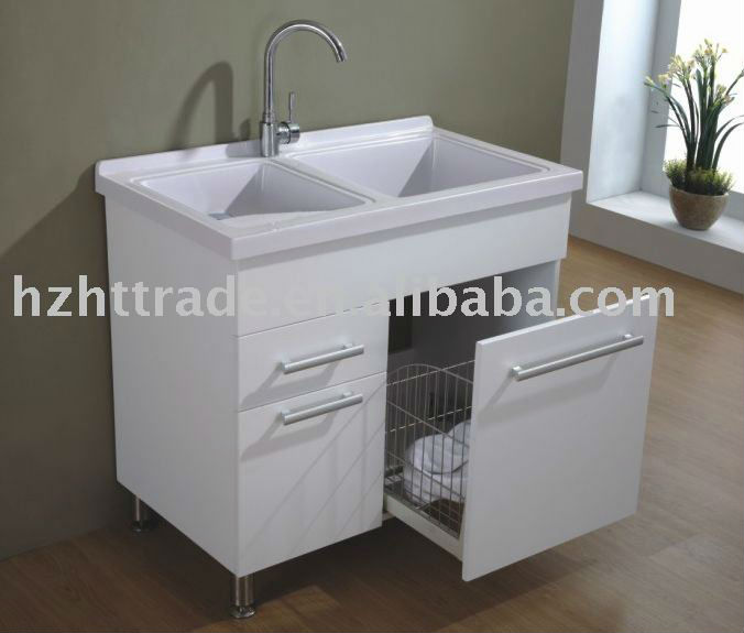 シンプルでモダンな白い洗濯キャビネットhtbc- 6106-バニティーキャビネット問屋・仕入れ・卸・卸売り