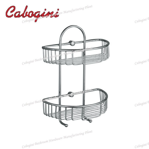 真鍮の浴室デュアル層ハンギングワイヤーストレージバスケット-浴室棚問屋・仕入れ・卸・卸売り