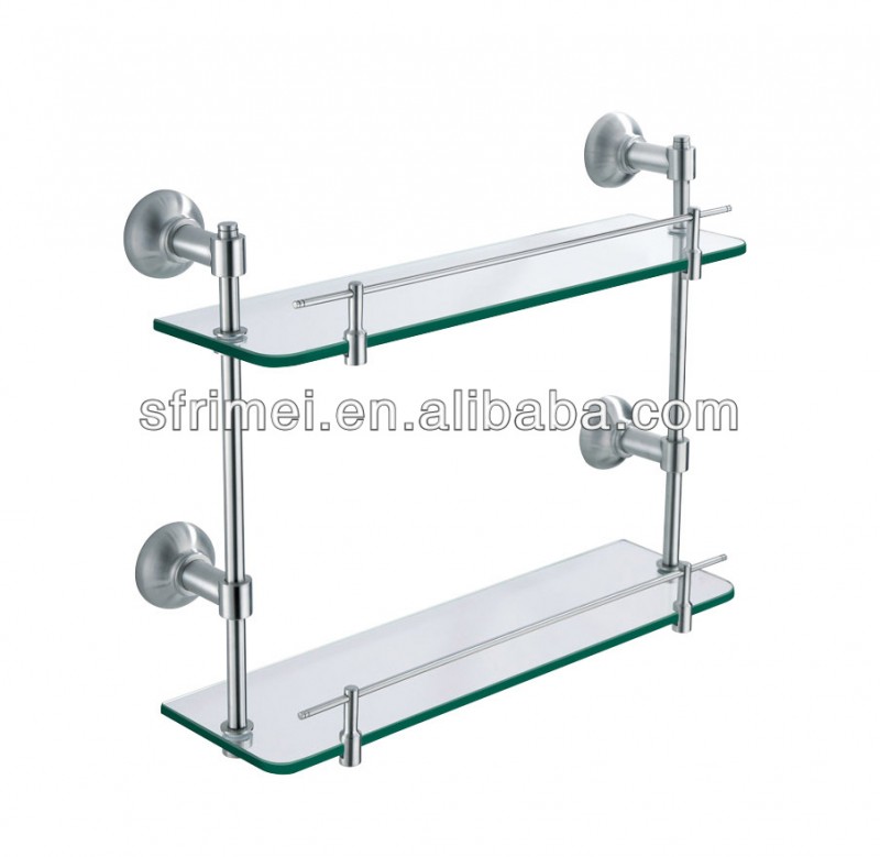ダブルデッキのガラスを備えたプラットフォームステンレス鋼壁棚用取付バスルームで耐久性のあるスタンドと装飾板-浴室棚問屋・仕入れ・卸・卸売り
