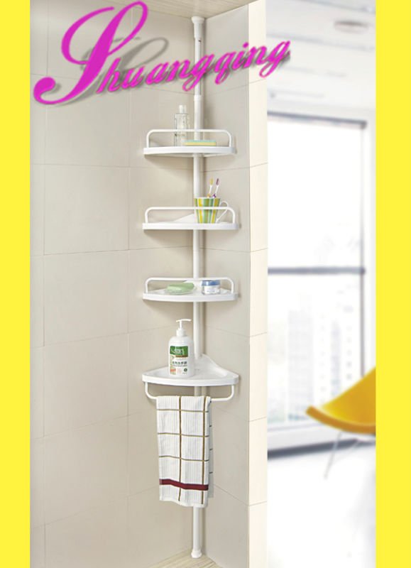 4- の層調整可能なプラスチック製のコーナーシェルフ-浴室棚問屋・仕入れ・卸・卸売り