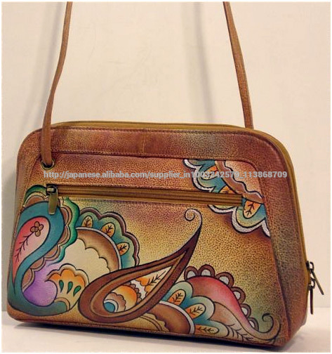 Paisley Hand Painted All Round Zip Shoulder Bag-イブニングバッグ問屋・仕入れ・卸・卸売り