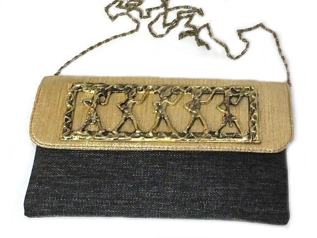 天然のジュートの財布をブローチdhokra部族芸術金属大きなフレームのミックスカラークラッチデザイナー-イブニングバッグ問屋・仕入れ・卸・卸売り