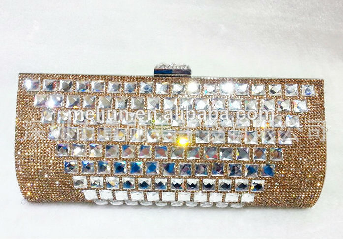 黄金のパーティーのためにちりばめられたイブニングクラッチ-イブニングバッグ問屋・仕入れ・卸・卸売り