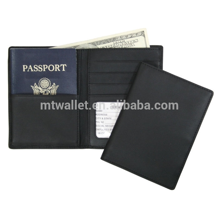 上部売り2015カラフルなrfid黒と茶色のナッパ革のパスポートホルダー、 本物の革のトラベルウォレットrfid-その他財布、ケース問屋・仕入れ・卸・卸売り