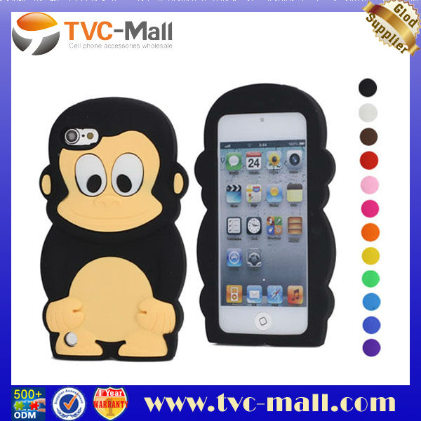 かわいい3d猿王ソフト保護ケースipodtouch用のシリコーンのゼリー5動物の場合-MP3バッグ、ケース問屋・仕入れ・卸・卸売り