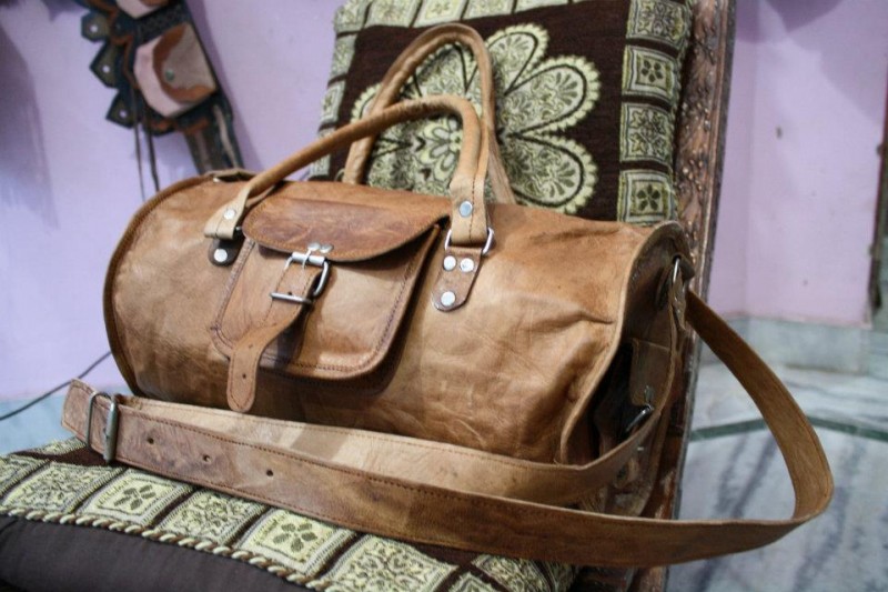 茶色の純粋なゴートレザーウィークエンドバッグ/本物の革のトラベルバッグ/ヴィンテージスタイルのバッグ-トラベルバッグ問屋・仕入れ・卸・卸売り