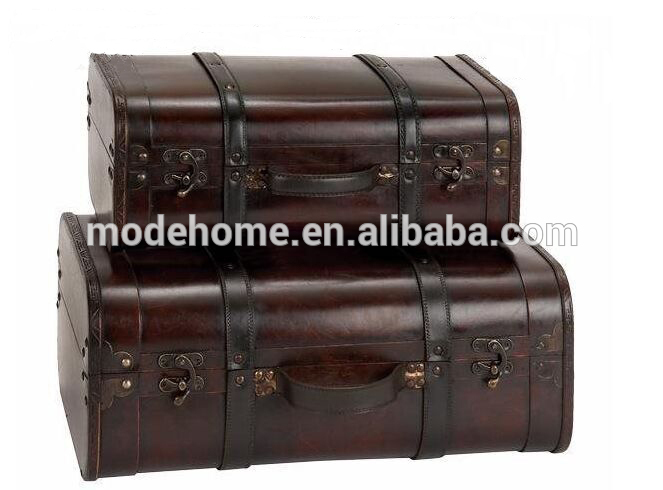 古い外観ダークブラウンヴィンテージ装飾的なスーツケース-ラゲッジバッグ問屋・仕入れ・卸・卸売り