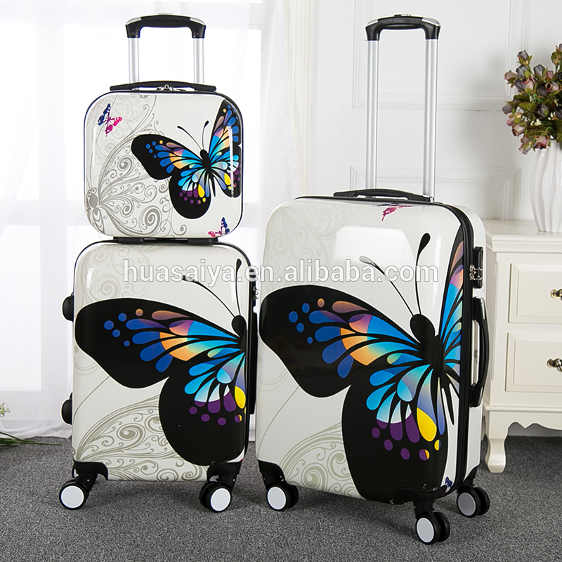 新しいデザインpc2015美しい蝶写真付きトロリー荷物-ラゲッジバッグ問屋・仕入れ・卸・卸売り