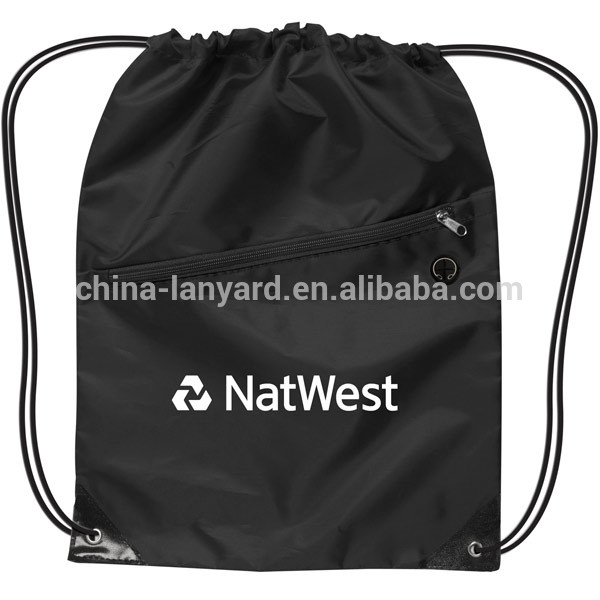 ナイロン巾着+ジッパーの巾着バックパック-プロモーションバッグ問屋・仕入れ・卸・卸売り