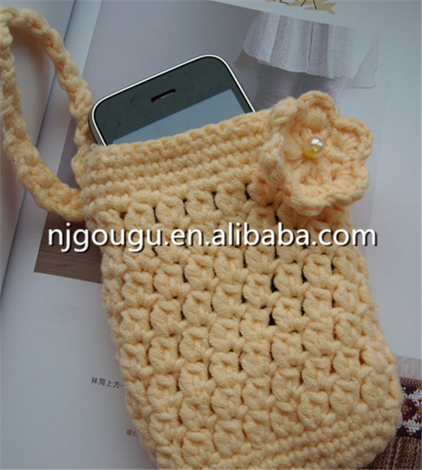 手編みのスマートフォンポーチ毛糸のバッグ-その他デジタルギア、カメラバッグ問屋・仕入れ・卸・卸売り