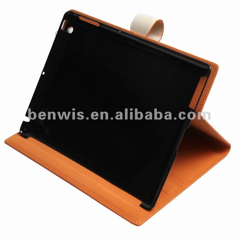 オレンジ色uniuqeipad用革カバー2/新しいipadの革カバー-PDAバッグ、ケース問屋・仕入れ・卸・卸売り