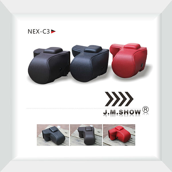 Puレザーのカメラケースのためのソニーnex-c3カメラ18-55mmレンズと16mmプライムレンズ-カメラ/ビデオバッグ問屋・仕入れ・卸・卸売り