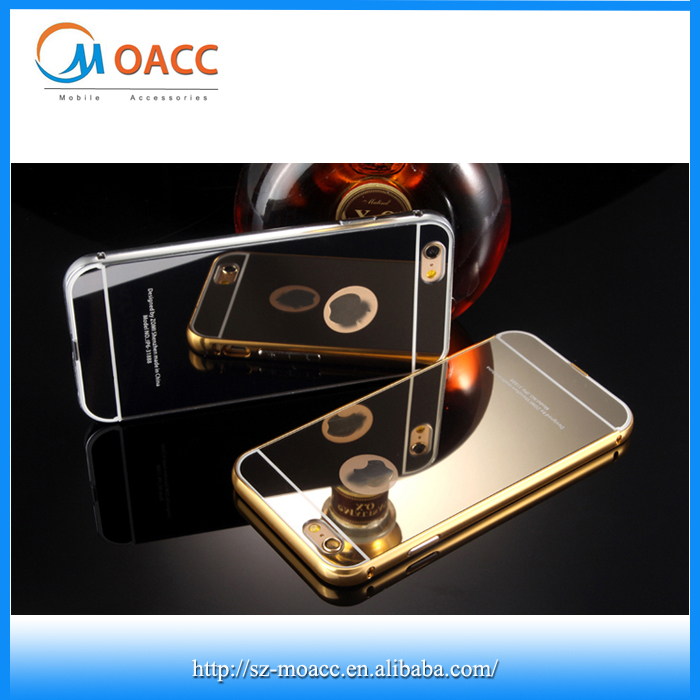 の豪華なゴールドアルミニウム金属のバンパーケースiphone用6s、 iphone用ケース6sアルミミラーの背面-携帯電話バッグ、ケース問屋・仕入れ・卸・卸売り